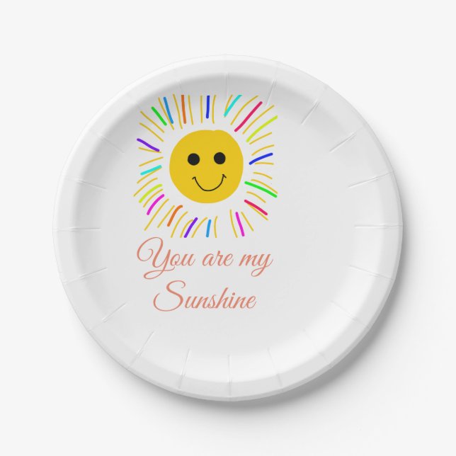you are my sunshine yellow orange sun rays add nam paper plates (Front)