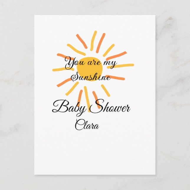 you are my sunshine yellow orange sun rays add nam postcard (Front)