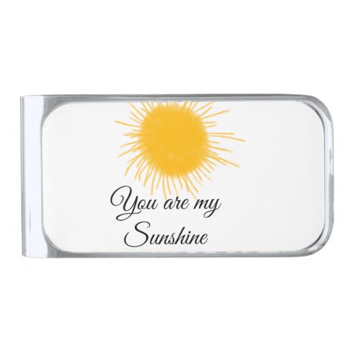 you are my sunshine yellow orange sun rays add nam silver finish money clip