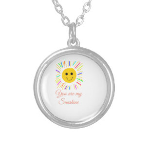 you are my sunshine yellow orange sun rays add nam silver plated necklace