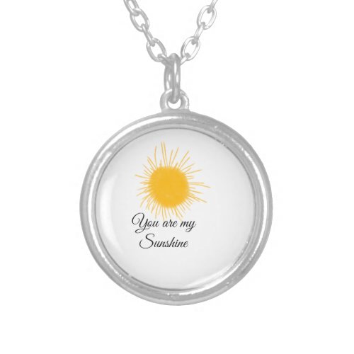 you are my sunshine yellow orange sun rays add nam silver plated necklace