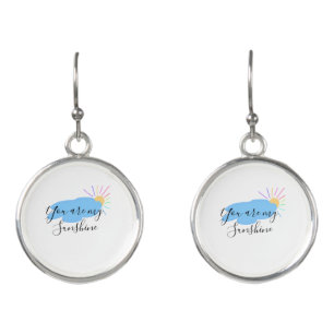 you are my sunshine yellow orange sun rays clouds earrings
