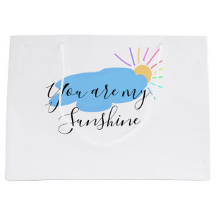 you are my sunshine yellow orange sun rays clouds large gift bag
