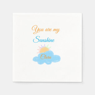 you are my sunshine yellow orange sun rays clouds napkins