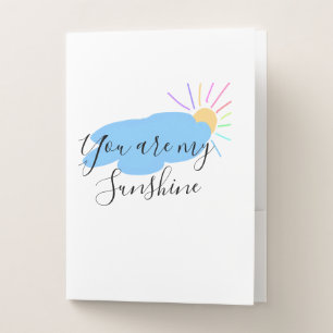 you are my sunshine yellow orange sun rays clouds pocket folder