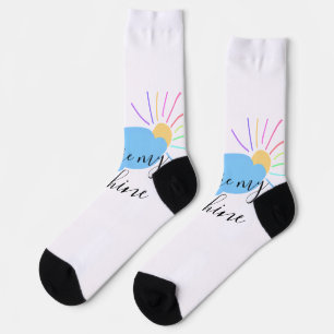 you are my sunshine yellow orange sun rays clouds socks
