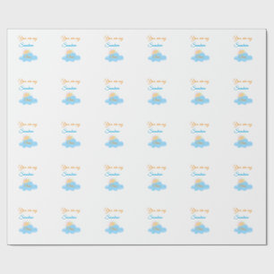 you are my sunshine yellow orange sun rays clouds wrapping paper