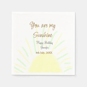 You are my sunshine yellow pastel birthday add nam napkins