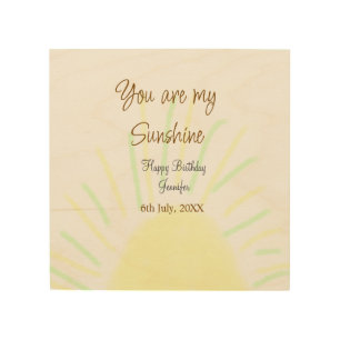 You are my sunshine yellow pastel birthday add nam wood wall art