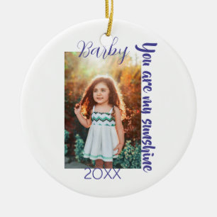 you are my sunshine yellow PHOTO NAME YEAR PURPLE Ceramic Ornament