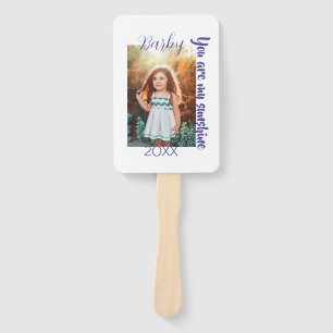 you are my sunshine yellow PHOTO NAME YEAR PURPLE Hand Fan