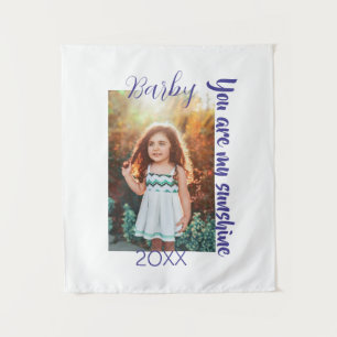 you are my sunshine yellow PHOTO NAME YEAR PURPLE Tapestry