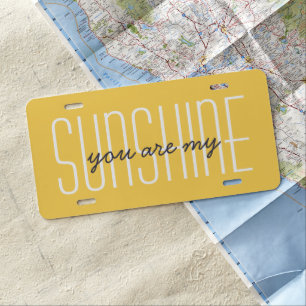 You Are My Sunshine Yellow Quote Typography Cute License Plate