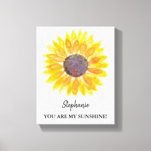 You Are My Sunshine Yellow Sunflower Personalized Canvas Print