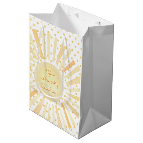 You Are My Sunshine Yellow White Orange Polka Dots Medium Gift Bag