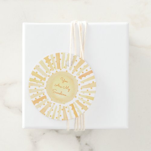 You Are My Sunshine Yellow White Orange Watercolor Favor Tags