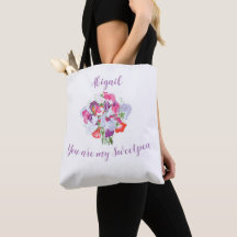 You Are My Sweetpea Personalized Tote Bag