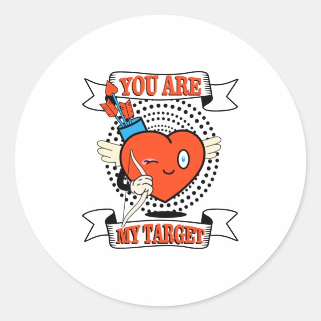You Are My Target Heart Classic Round Sticker (Front)