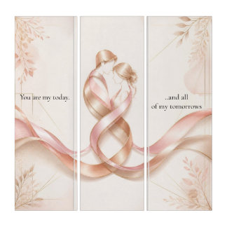 You Are My Today Romantic Couple Ribbon Triptych C