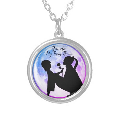 You Are My Twin Flame Mom  Daughter Moon Silver Plated Necklace