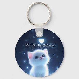 You Are My Universe Cute Cat Galaxy Keychain