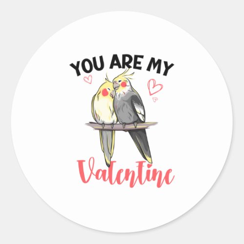 You Are My Valentine  Corella Parrots  Bird Classic Round Sticker