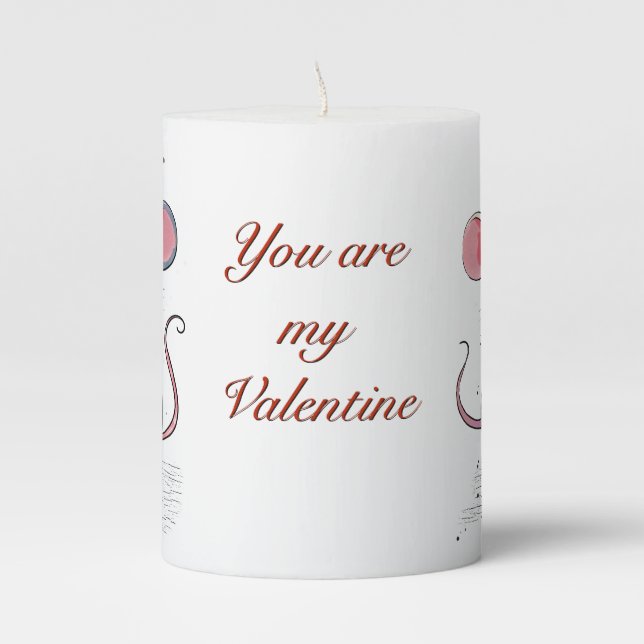 You are my Valentine Pillar Candle (Front)