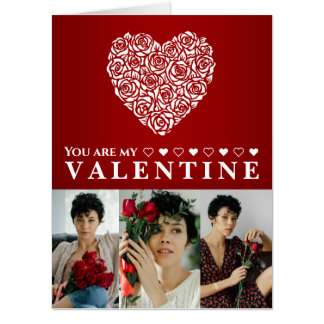 You Are My Valentine Rose Heart Photo Card