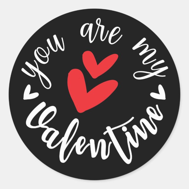 You are my Valentine, two little hearts Classic Round Sticker (Front)