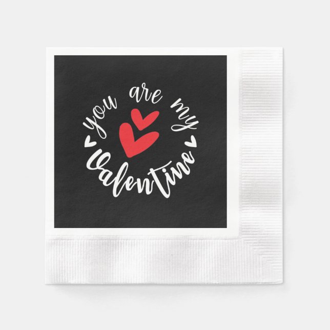 You are my Valentine, two little hearts Napkins (Front)