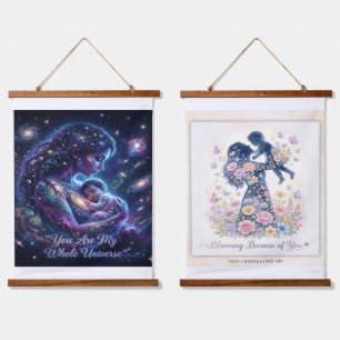 You Are My Whole Universe - Cosmic Mom Baby Art Hanging Tapestry