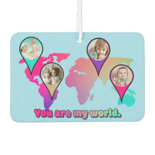 You Are My World Multicolor Map Photo Collage Air Freshener