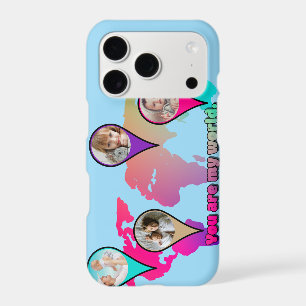 You Are My World Multicolor Map Photo Collage iPhone 17 Pro Case