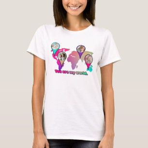 You Are My World Multicolor Map Photo Collage T-Shirt