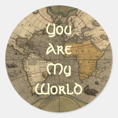 You Are My World Romantic Olde World Map Stickers