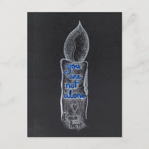 You are not alone candle compassion kindness quote postcard