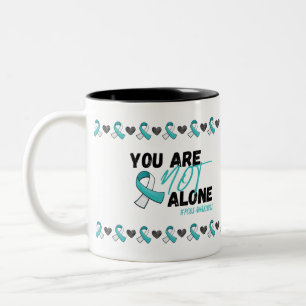 You Are Not Alone PCOS Teal Ribbon Awareness Two-Tone Coffee Mug