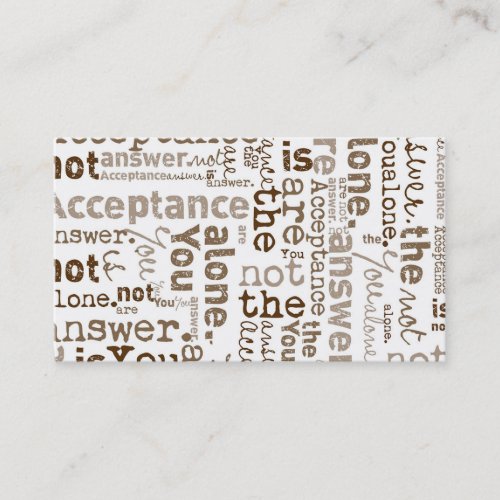 You Are Not Alone word collage Business Card