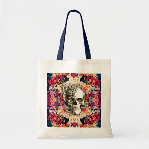 You are not here floral day of the dead skull tote bag