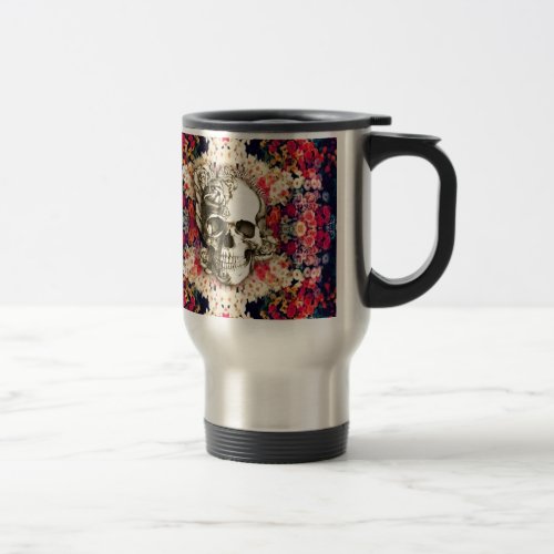 You are not here floral day of the dead skull travel mug