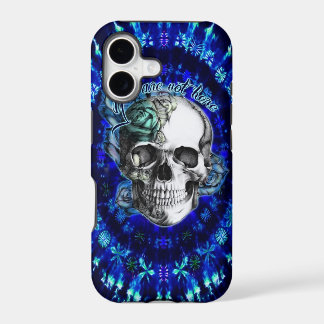You are not here trippy rose skull in navy/ mint iPhone 17 case