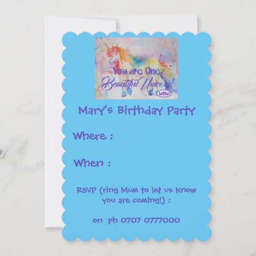 You Are One Beautiful Unicorn Birthday Invitation