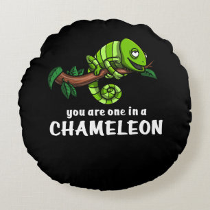 You Are One In A Chameleon Funny Lizard Round Pillow