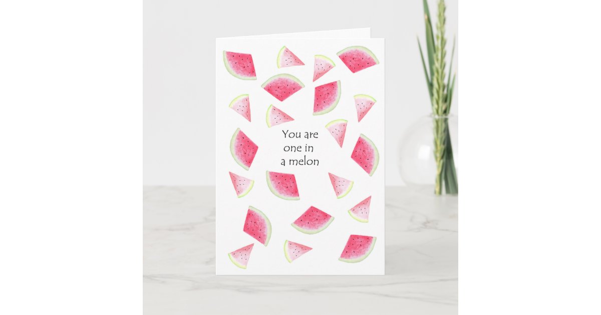 You are one in a melon Funny Valentine's Day Love Card | Zazzle