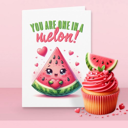 You Are One in A Melon Funny Watermelon Valentine Card
