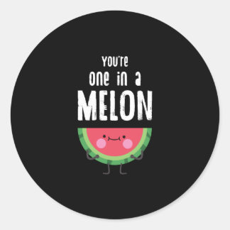 You Are One In a Melon Watermelon Fruit Pun Classic Round Sticker