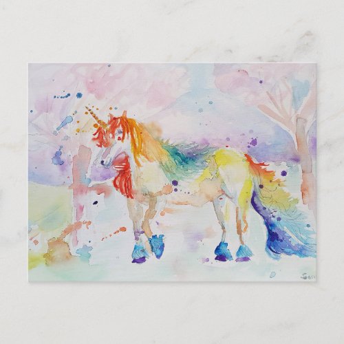 You Are One Rainbow Unicorn Postcard Card Girls