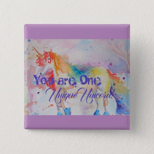 You Are One Unique Unicorn Girls Pink Unicorns Button