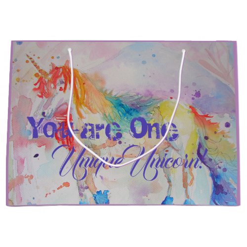 You Are One Unique Unicorn Girls Pink Unicorns La Large Gift Bag