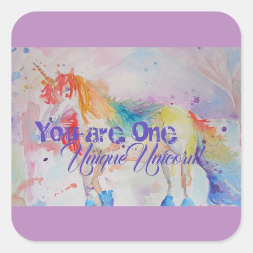You Are One Unique Unicorn Girls Pink Unicorns Square Sticker